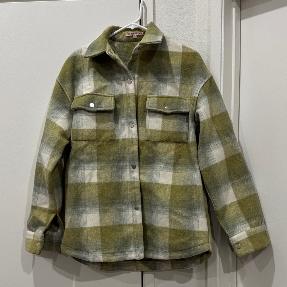 Bailey Rose Green Plaid oversized shacket MEDIUM